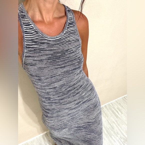 Theory Blue and White Striped Maxi Dress - Picture 2 of 13